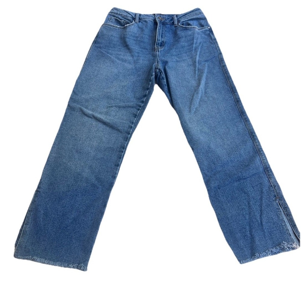 Sincerely Jules Wide Leg Women's Pant Size 7/28 Medium Wash Denim Rough Cut Crop